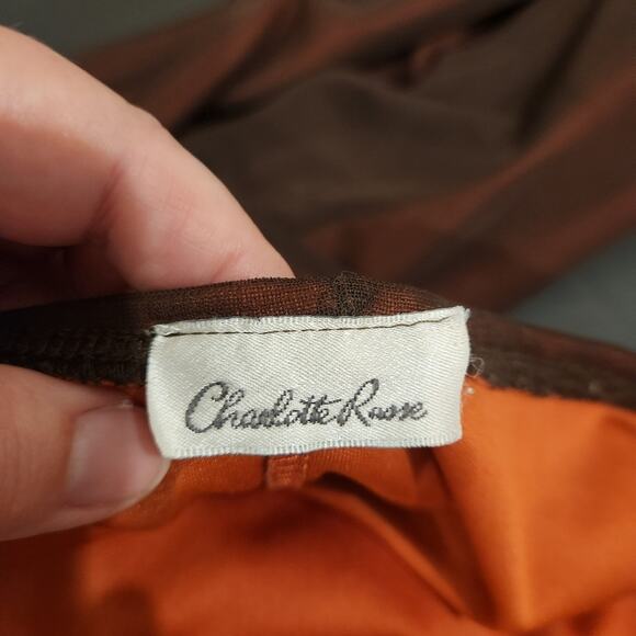 CHARLOTTE RUSSE Vtg Brown Orange Maxi Sheer Overlay Metallic Glitter Medium M - Picture 4 of 12